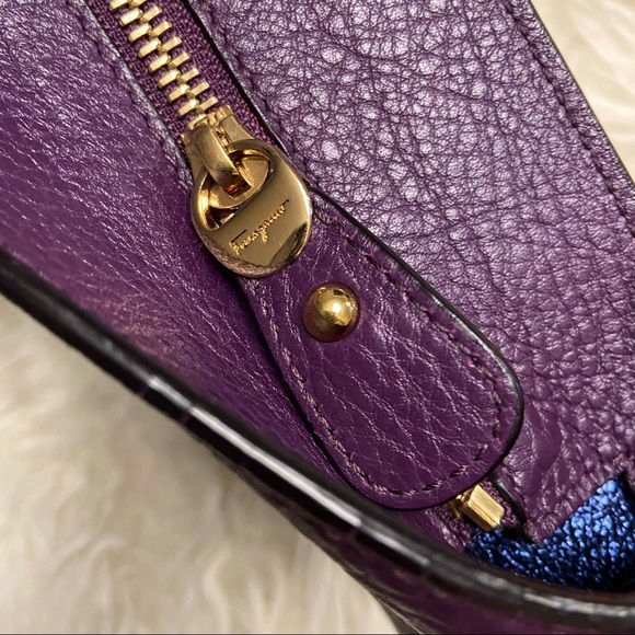 SALVATORE FERRAGAMO Purple Leather Bice Tote - Picture 5 of 13